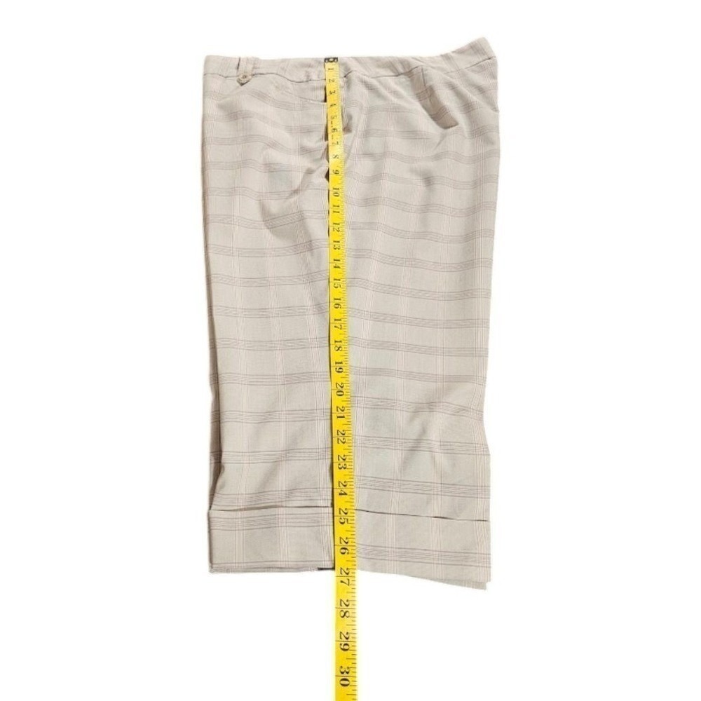 Danielle‎ B Plaid Capri Pants Womens 16 Tan Beige Cuffed Cropped Trousers - Picture 7 of 11